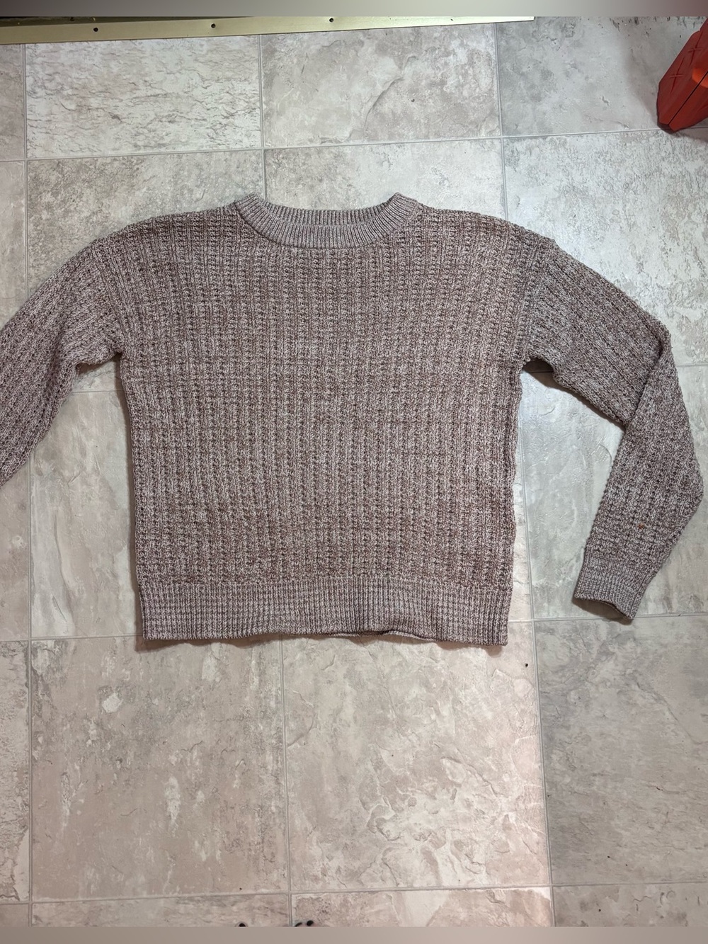 Time and Tru Heather Taupe Crewneck Sweater